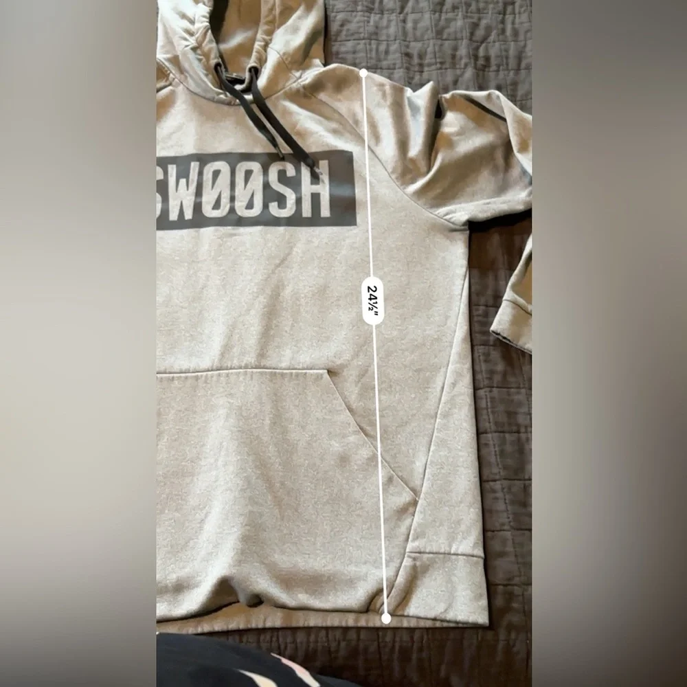 Nike Dri-FIT Mens‎ Hoodie Heather Grey Swoosh Box Logo Pullover Medium RN56323